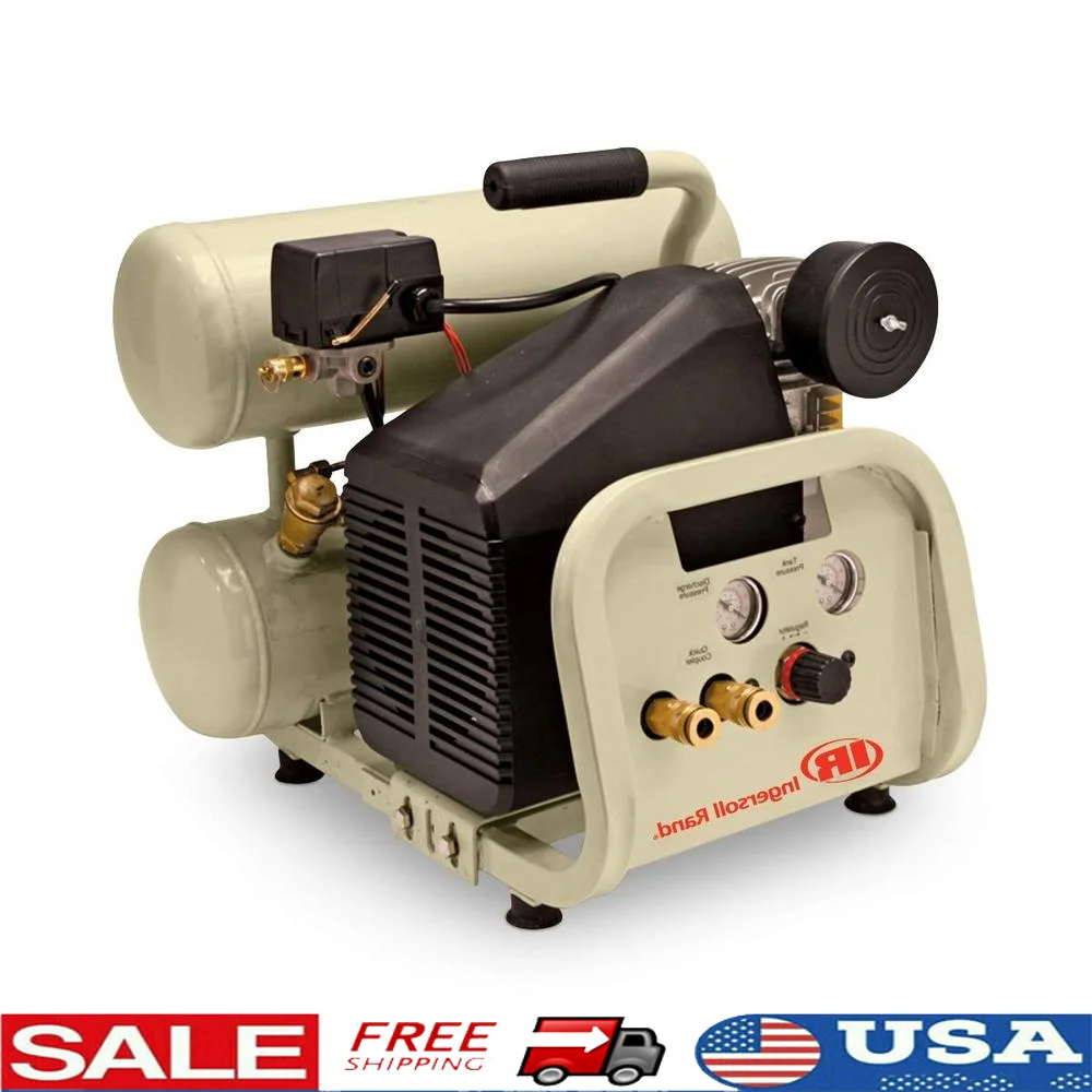 Compact 2HP Portable Air Compressor 4 Gallon 3.2cfm @ 90 psi Easy Operation Low Noise 2 Quick Disconnect Couplers All Season