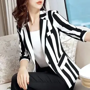 Striped Small Suit Jacket Women s Fashion Coat Top 2022 Spring Autumn New Suits Slim Waist Short Top Women Blazer Blazers AliExpress