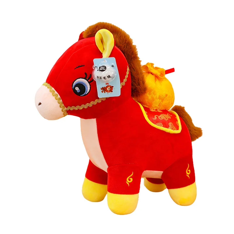 Kawaii knuffel gevuld pony pop schattig Chinese stijl jaar van het paard cartoon dier kinderen verjaardagscadeau voor jongens meisjes zacht