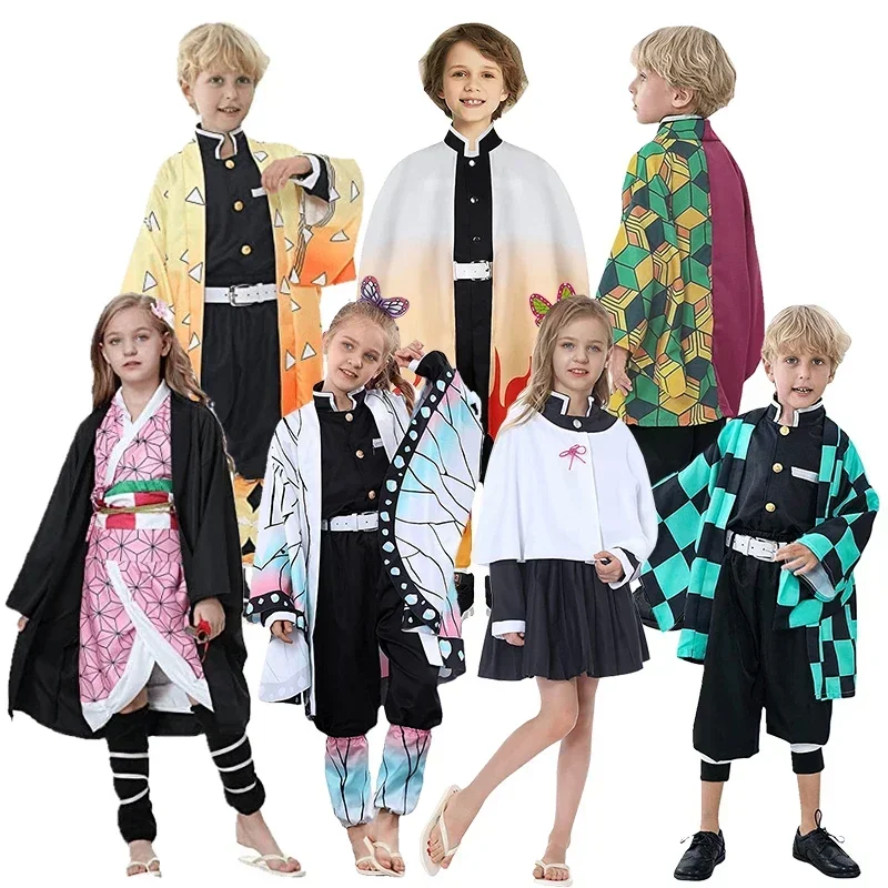 

Костюм для косплея камадо незуко из аниме «рассекающий демонов», для взрослых, детей, для Хэллоуина, костюм с искусственным париком для детей