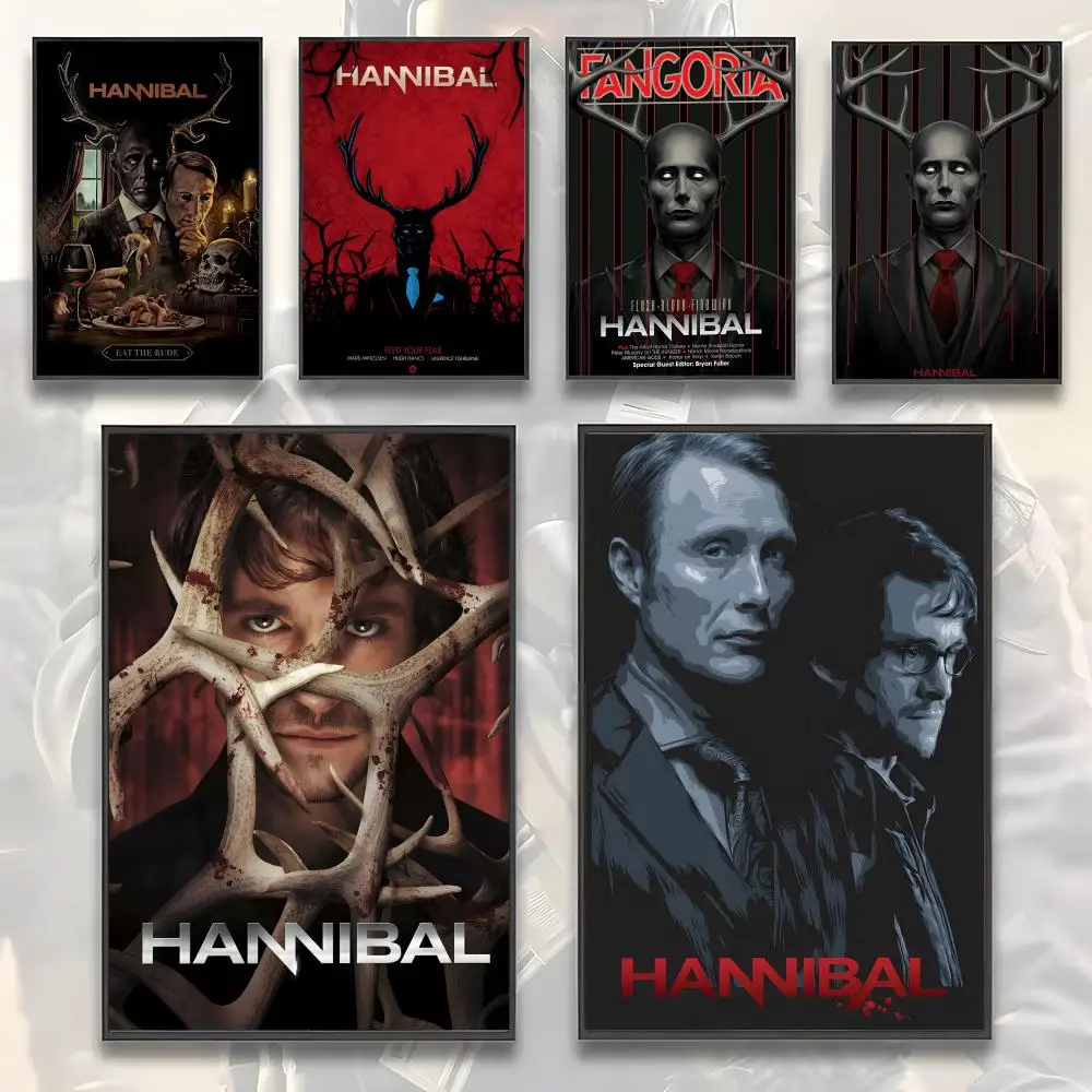 Horror-TV-Serie Hannibal Poster HD-Kunstposter, selbstklebend, für die Wand, wasserfest, für Zuhause, Wohnzimmer, Schlafzimmer, Bar, ästhetische Dekoration