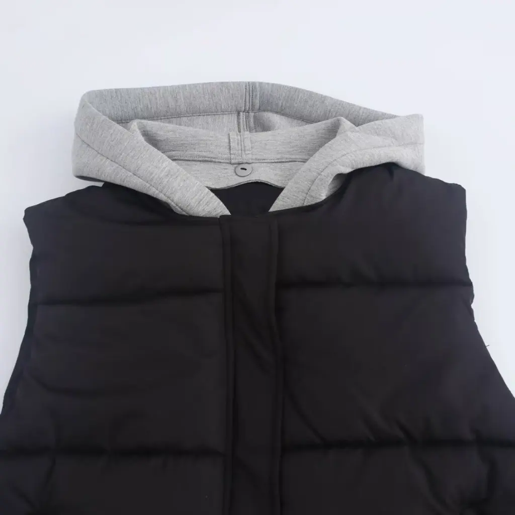 

New Hooded Stitching Cotton-Padded Jacket Vest Women's Fashionable Cardigan All-Match Outer Wear Warm Autumn Winter Jacket