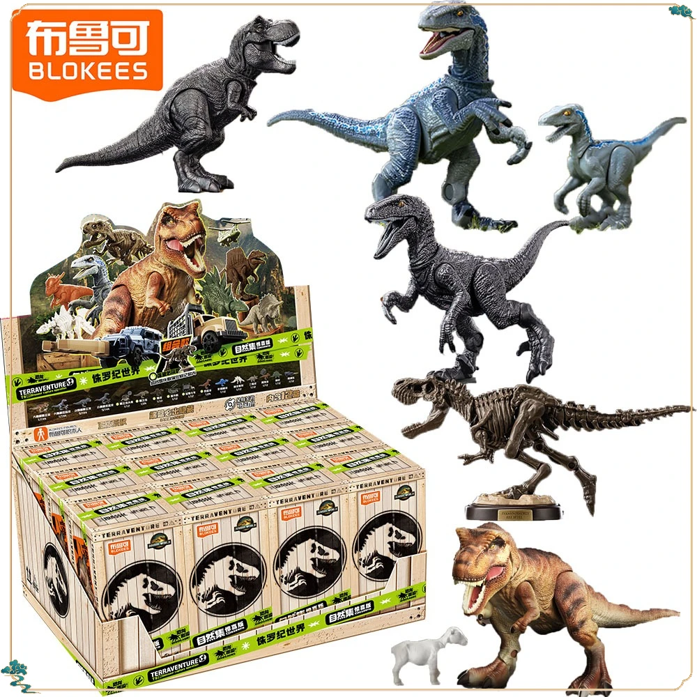 Blokees original jurassic world surpresa versão série caixa cega filme periférico coleção modelo montagem móvel brinquedos presentes