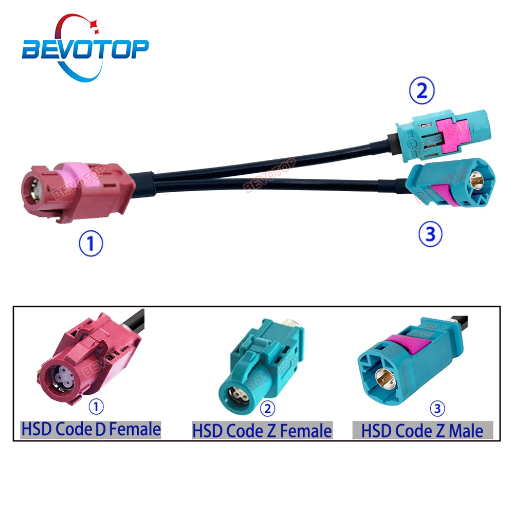 1PCS Y Type 1 to 2 Splitter HSD LVDS Cable 4 Pin Code D Female to Code Z Female & Z Male Connector Video Line LVDS Wire Harness