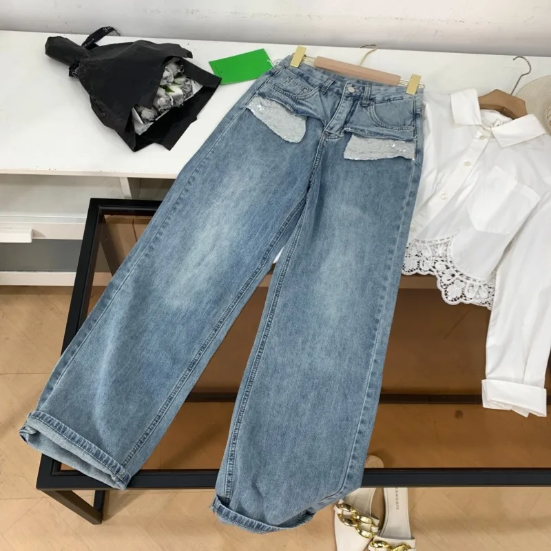 

High Waist Straight Leg Jeans Versatile Slimming Design Spring 2026 Fashionable Casual Women's Denim Pants Standard Fit