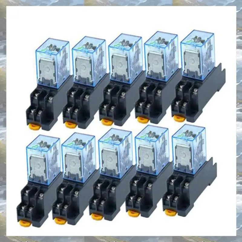 T82C Hot Sale-10Pc MY4NJ 14PIN 4DPDT Electronic Mini Electromagnetic Relay 5A Coil With PYF14A Socket Base