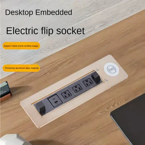 MANLEIKE Bordsuttag Skrivbordsuttag Inbyggt Automatiskt Dolt Uttag Kontorsskrivbord 3AC-uttag Med Trådlös Laddning/Typ-C/USB 10 best sales skrivbordsuttag - №5