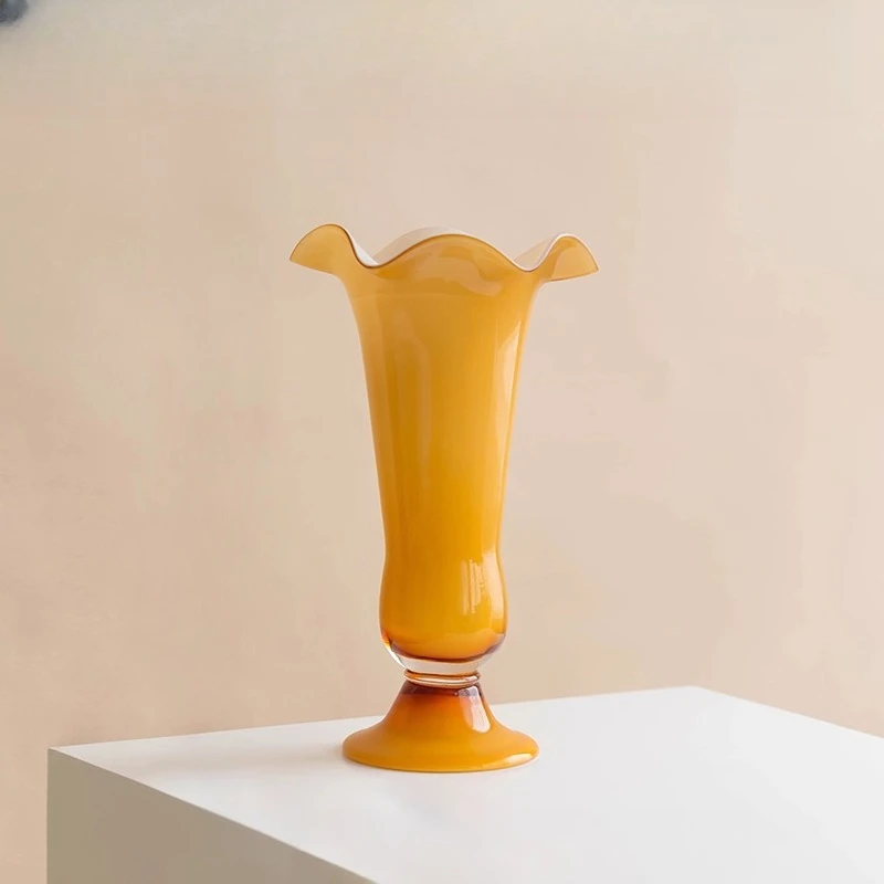 

Middle Ancient Fenton Glazed Vase Flower Arrangement French Light Luxury Premium Cream Flower Wind Apparatus