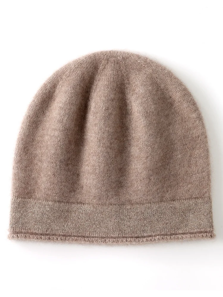 Unisex 100% Pure Cashmere Knit Beanie Autumn Winter Warm Hat Soft Lightweight Men And Women Solid Color Cashmere Cap Daily Wear