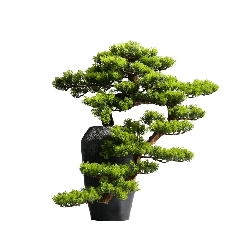 

Simulation of Yabai Welcoming Pine Bonsai Planting Office Decoration Green Plant Artificial Tree Home Porch Hote Landscaping