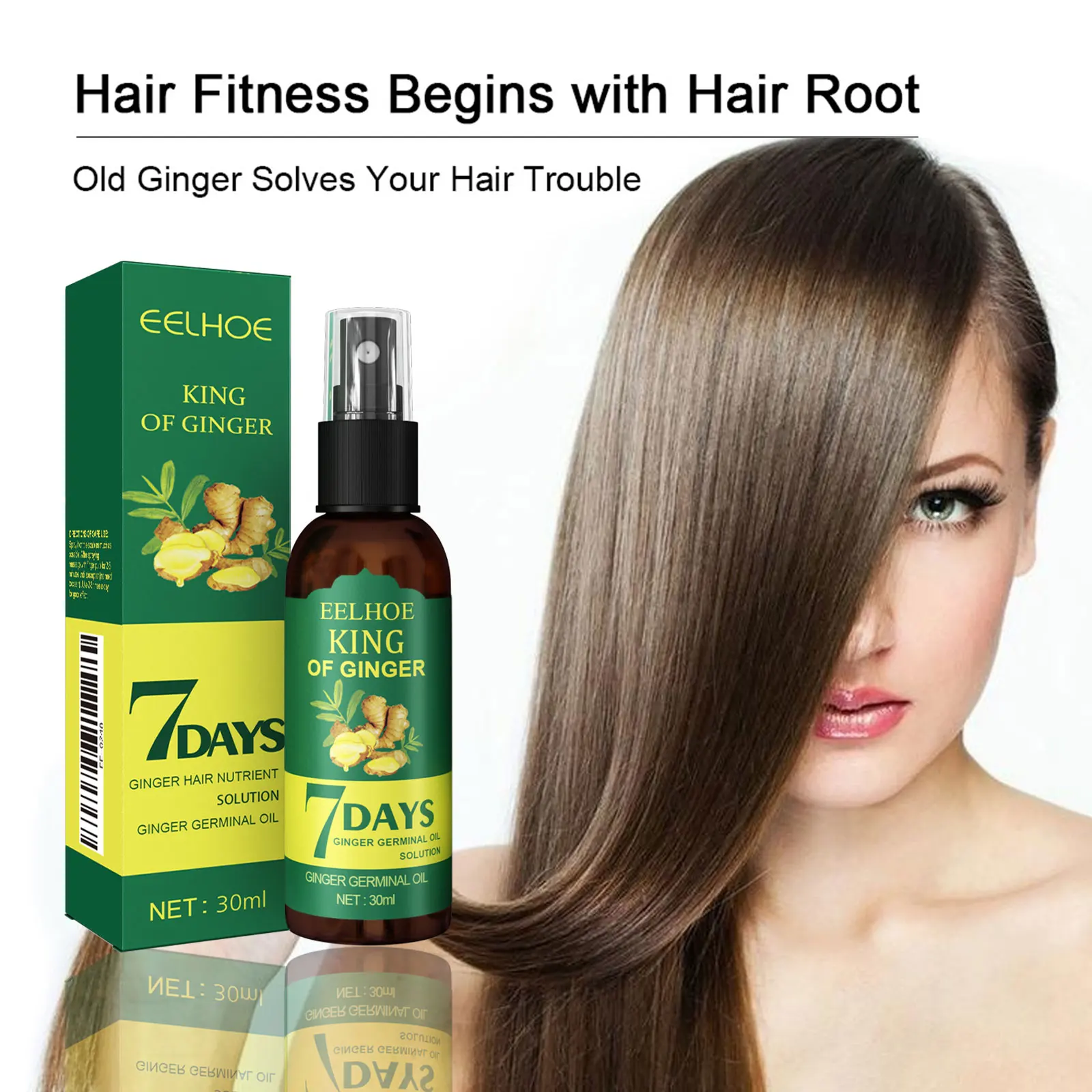 Spray para el cuidado del cabello con jengibre, esencia para el crecimiento del cabello, nutre las raíces del cabello, masajea el cuero cabelludo, repara la calidad del cabello, controla la grasa, solución para el cuidado del cabello