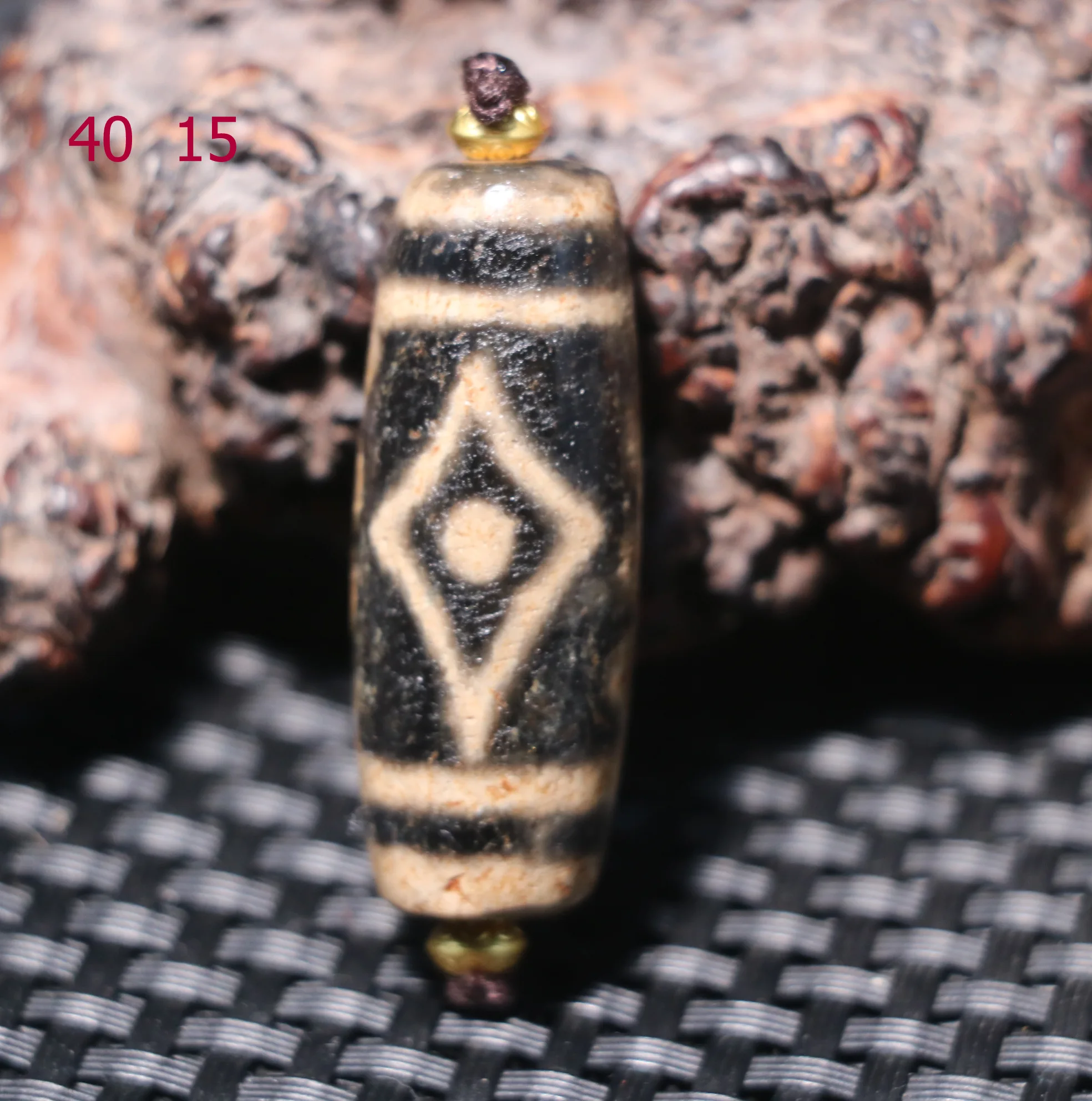 An Ultra Energy Energy Tibetan Old Agate Gray Color Kingkong Eyed Water Wave West Asia Style dZi Bead Pendant 5A+++ LKbrother