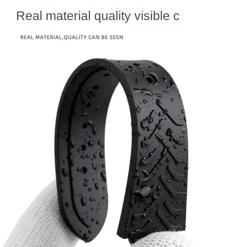 حزام ساعة سيليكون بواجهة محدبة لسلسلة تيودور بيلاجوس توماهوك 25500 25600 حزام ساعة مطاطي مقاوم للمياه ناعم أسود