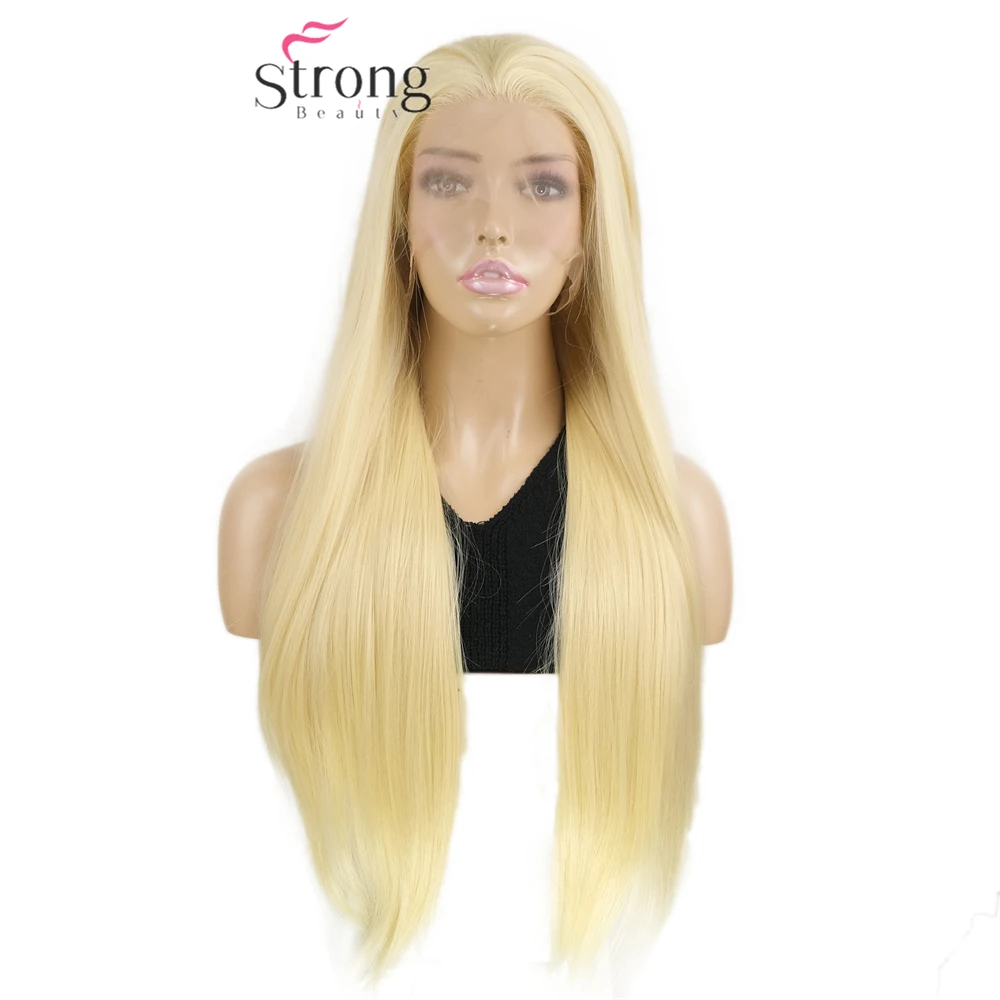 

Strongbeauty 26 ДЮЙМОВ Длинный прямой блондин парик фронта шнурка