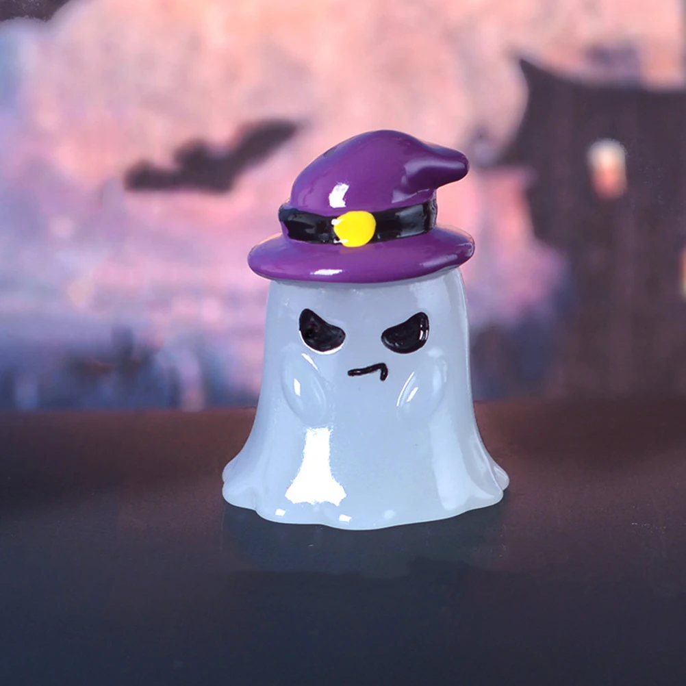 

6pcs Night Luminous Cat Owl Statue Mini Garden Landscaping Ideas Halloween Decor Resin Craft Micro Scene Prop For Home Desktop