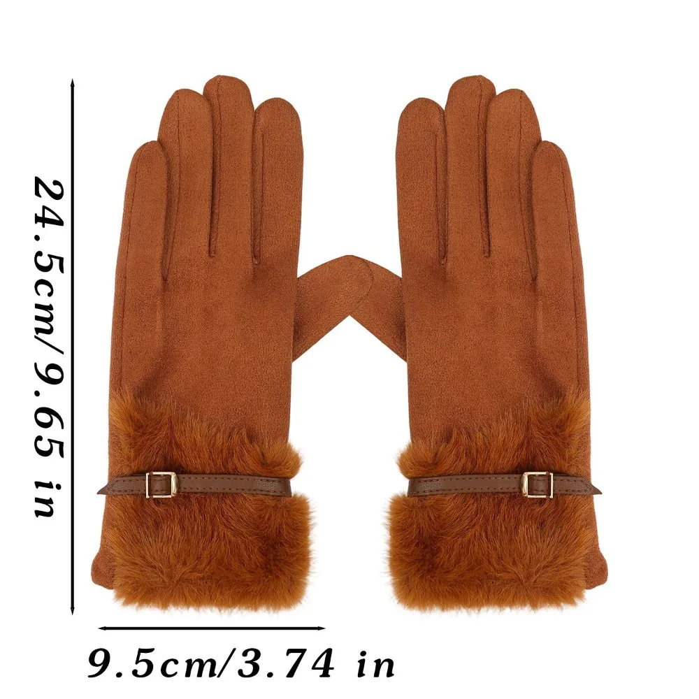 Durable Windproof Touch Screen Gloves Warm Lining Winter Gloves Metal Buckle Decoration Thick Gloves Women