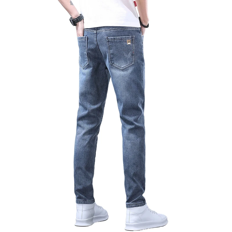 

Мужские модные джинсы на все сезоны из смесового хлопка, с опциональной флисовой подкладкой, прямые брюки, минималистичные, универсальные, повседневные, джинсовая одежда