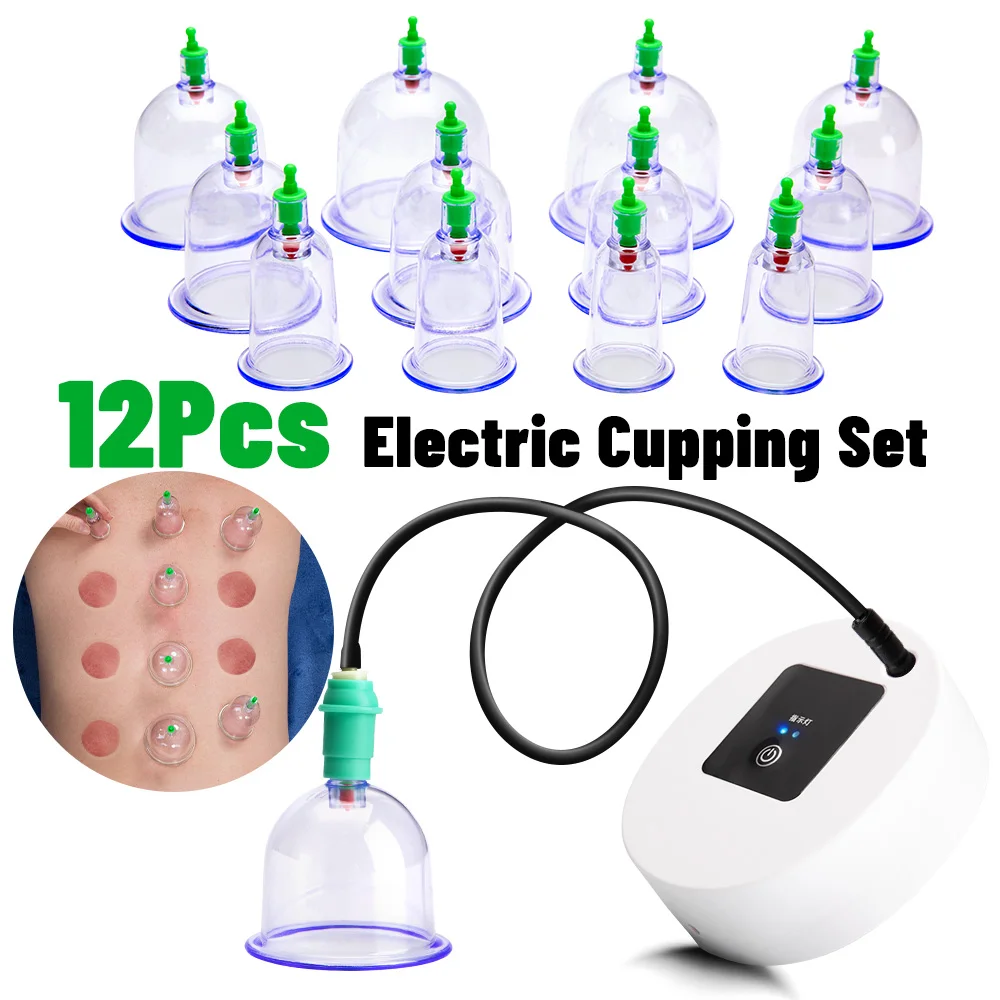 

Customizable 12Pcs Electric Vacuum Cupping Set Body Massager Suction Cup Fat Burner Therapy Anti Cellulite Slimming Massager