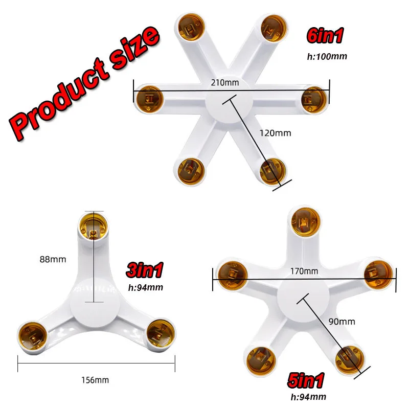 Bases de lámpara enchufe Universal 6 en 1 divisor E27 a E27 UE bombilla LED portalámparas convertidor portalámparas LED portalámparas adaptador de bombilla