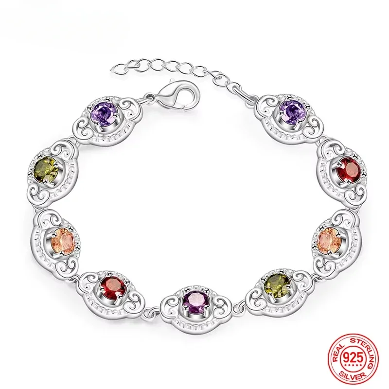 Bracelet classique en cristal pour femme, argent regardé 925, créateur de luxe, accessoires de