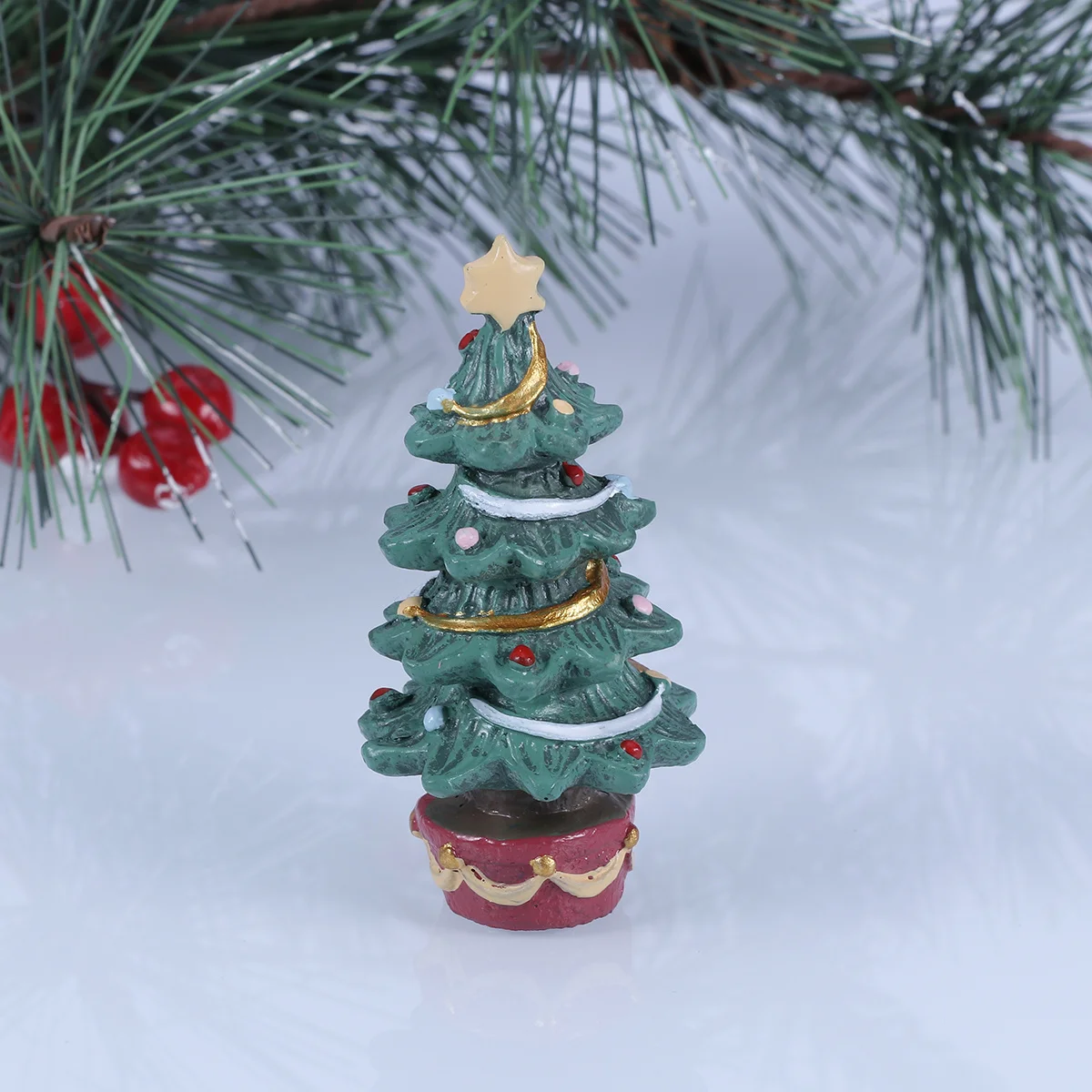 

Miniature Christmas Tree Craft Ornament in Resin Material Lightweight Holiday Decor for Desk Tabletop Festive Seasonal