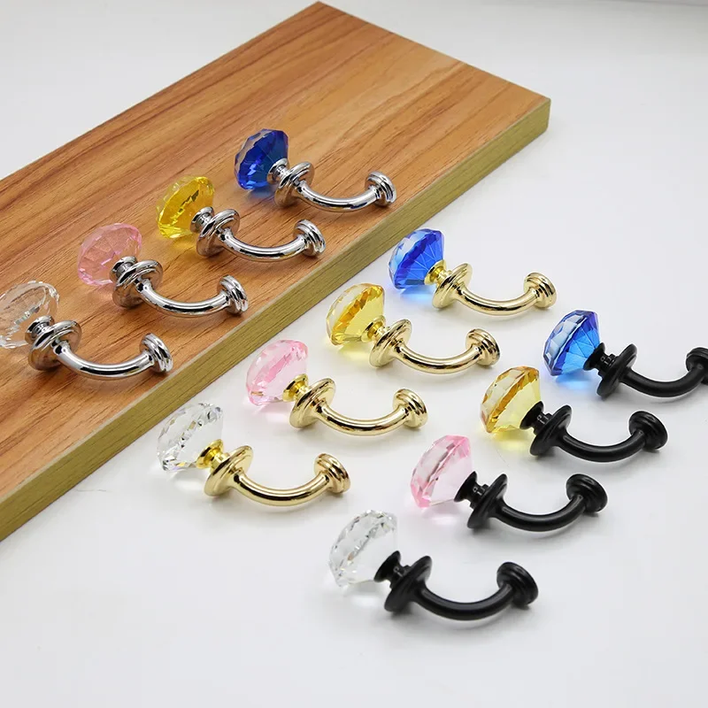 American furniture cabinet door handle drawer wardrobe handle modern gold black silver creative single hole crystal handle