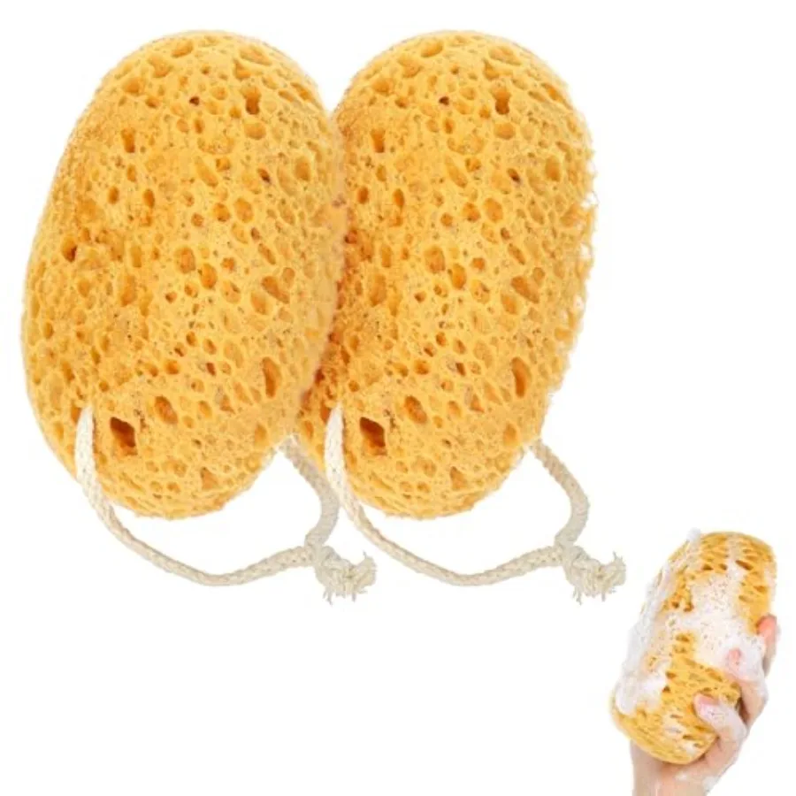 

2Pcs Bath Sponge 6.1 Inch Soft Exfoliating Body Scrubber Shower Sponges Large Foam Loofah Face Puff for Women Men Teenager Body