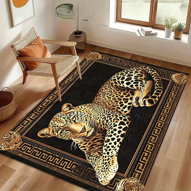 Teppich mit Leopardenmuster für Wohnzimmer, Sofa, Schlafzimmer, Bettvorleger, Couchtisch und Türmatte