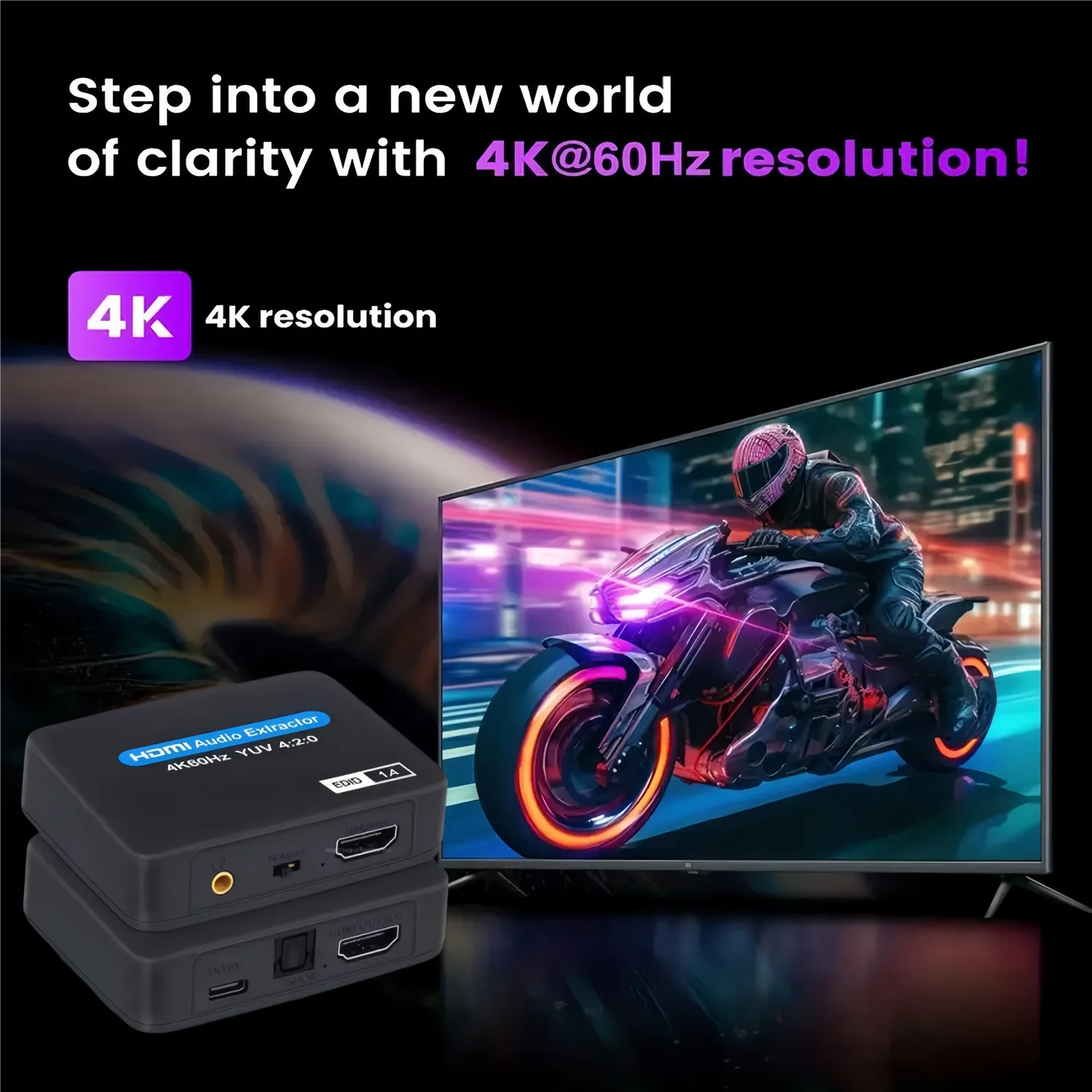 4K 60Hz HDMI Audio Extractor with Optical Toslink SPDIF 3.5mm Output for Soundbar Amplifier Home Theater for Fire Stick Xbox