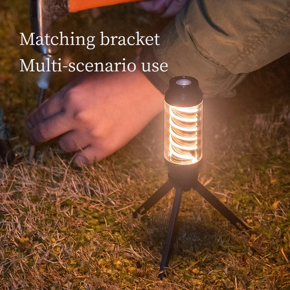 Camping light spiral waterproof rechargeable lighting portable stand tent stepless dimming camping light