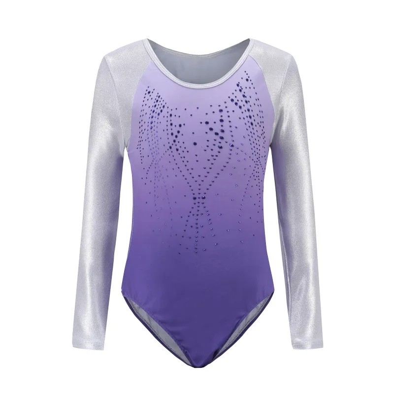 Children's Ballet Gymnastics Leotard Dance Practice Clothes Girls Long Sleeve Diamond Pattern Fashion Body Suit