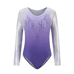 Children's Ballet Gymnastics Leotard  High Quality Dance Practice Clothes Girls Long Sleeve Diamond Pattern Body Suit