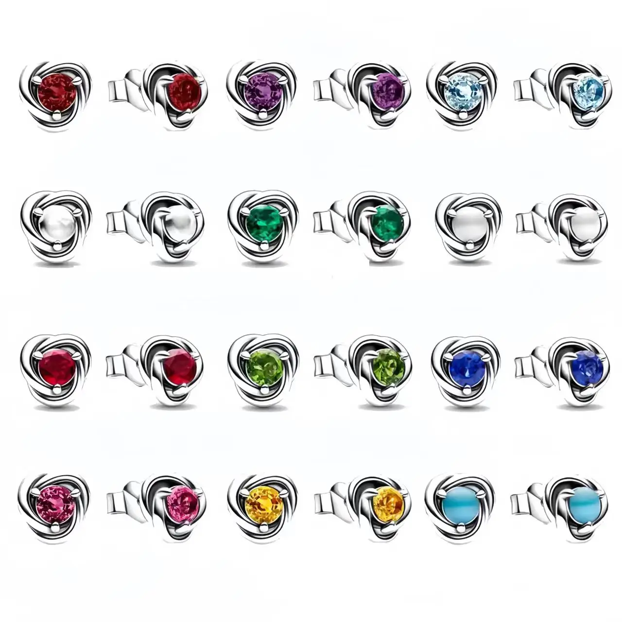 

European 925 Silver Zodiac Earrings Stud Birthday Stone Suitable for Women's Exquisite Jewelry for Women's Party