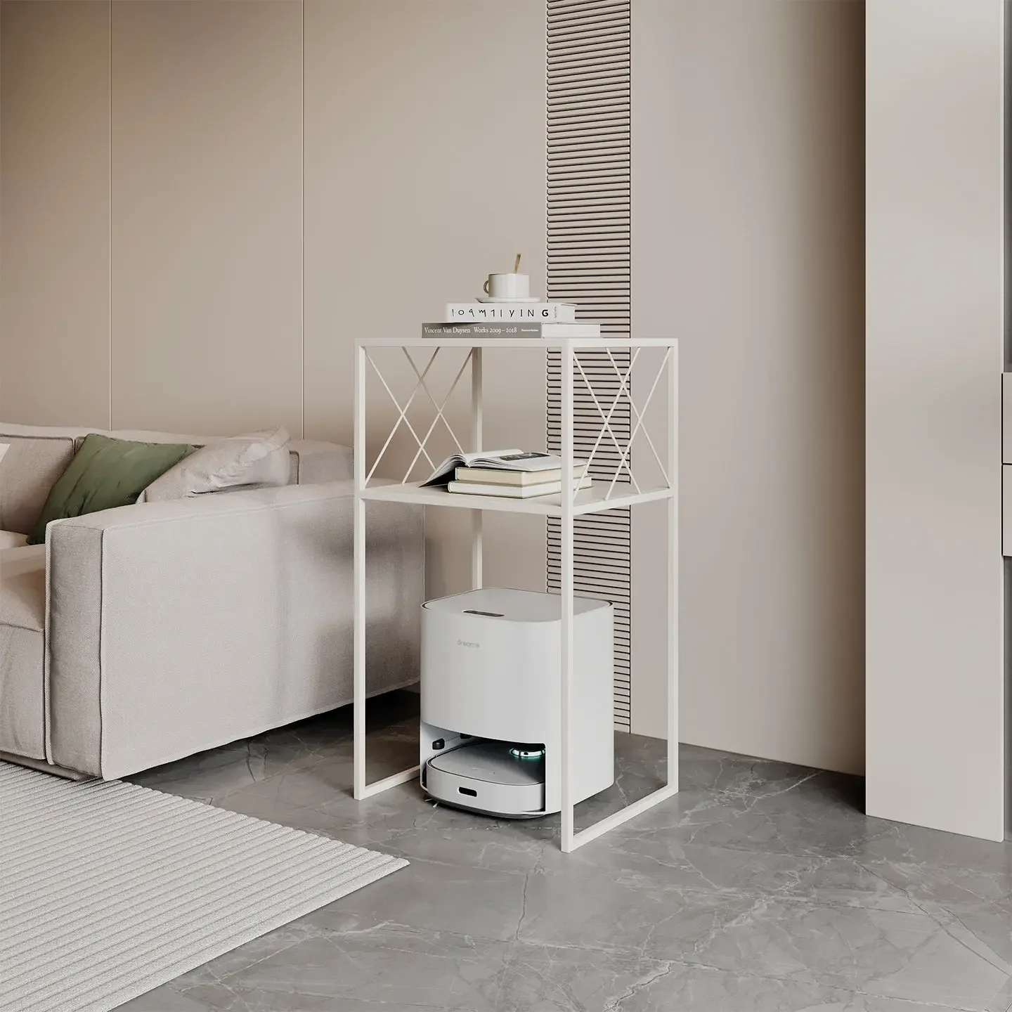 Nordic living room double-layer frame simple flower stand sweeping robot above display stand sofa side water dispenser rack