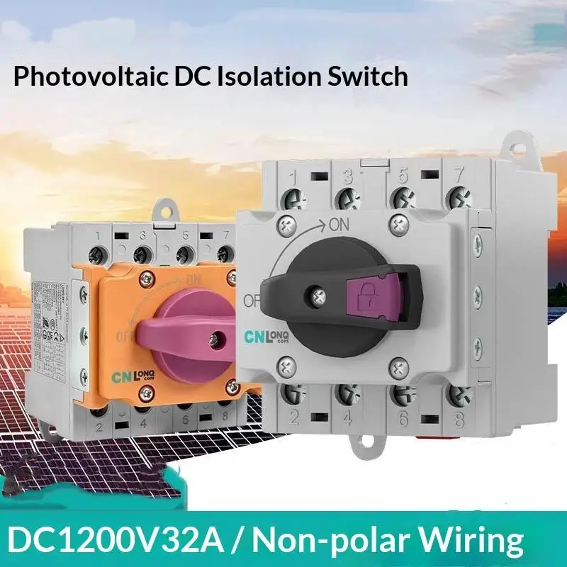 4P DIN-Rail Mount DC Isolator Rotary Switch 32A 1200V DC Easy Operation for DIY Solar PV Project Installation