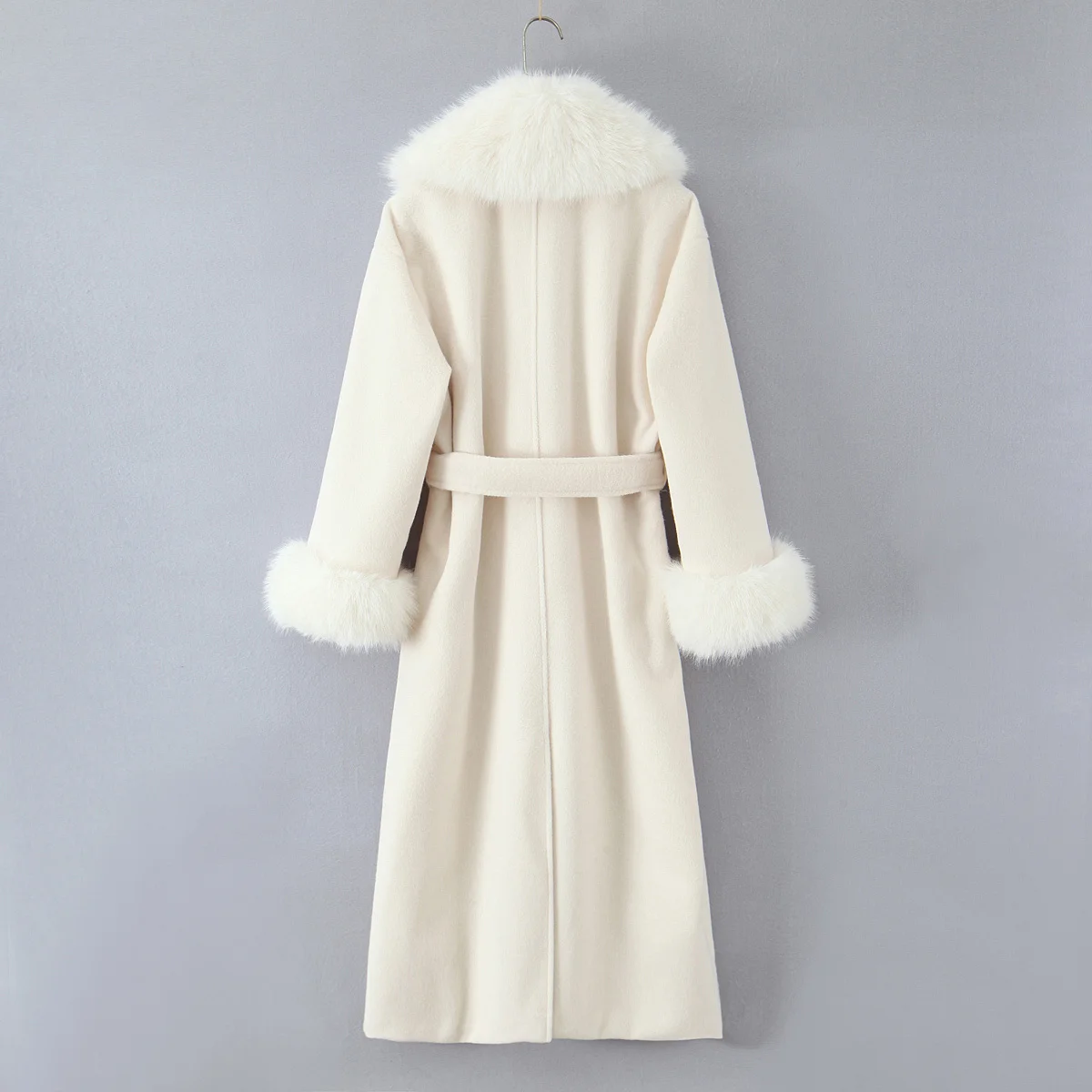 سترة جيني آند ديف ملابس نسائية معطف صوفي مرقع من الفرو الصناعي معطف فرنسي أنيق أبيض عتيق معطف واق من المطر