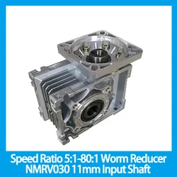 5:1-80:1 Worm Reducer NMRV030 11mm Input Shaft RV030 Worm Gearbox  for NEMA 23 stepper motor or 57mm DC motor