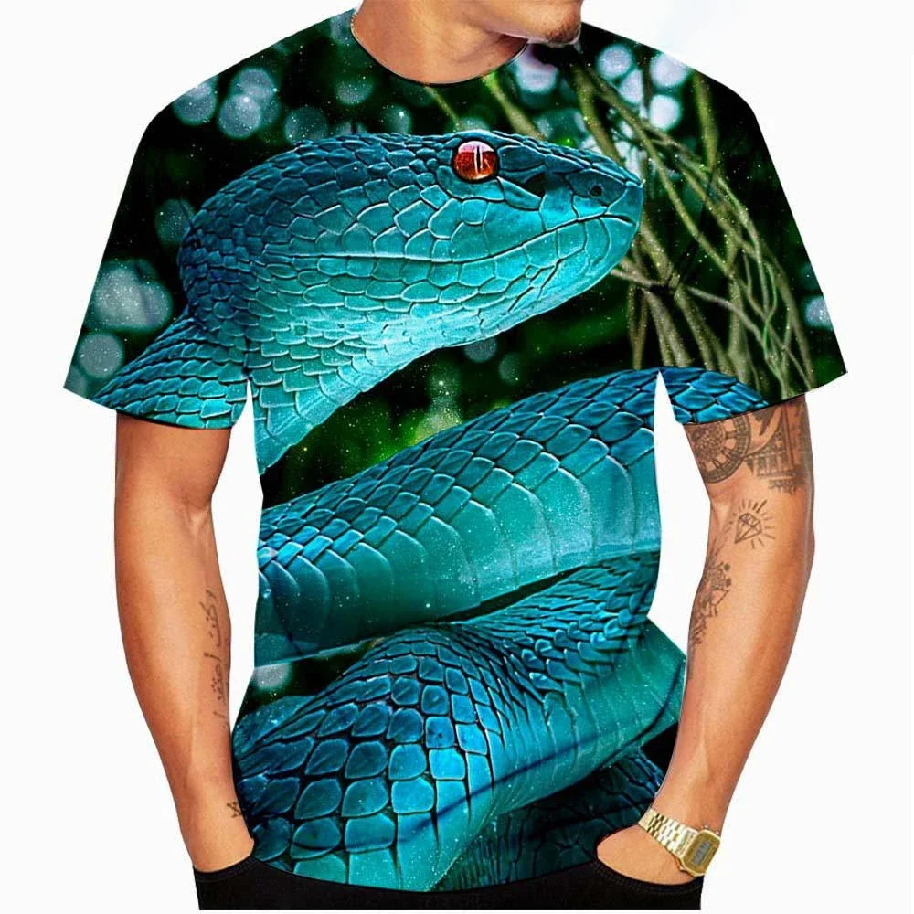 Fashion 3D Snake Printed T Shirts for Men/Women Personality Cool Print Graphic Tee Shirt Unisex Kids T-shirt Plus Size 100-6XL