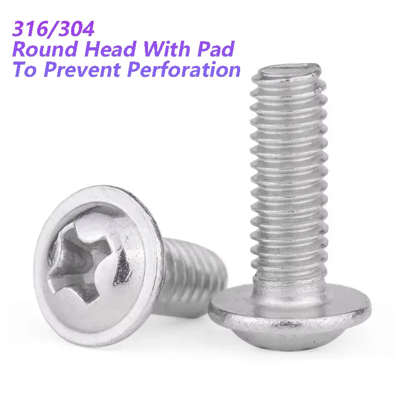 

M1.4 M2 M2.5 M3 M3.5 M4 M5 M6 M8 304 Stainless Steel Round Pan Head Phillips Machine Screws with Washer Electronics