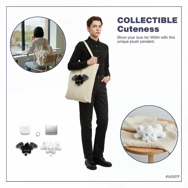 Kpop NCT WISH Star Wing Doll Keychain Fluffy Cartoon Plush Pendant Fashion Bag Ornament for Kpop Lover Party Favor
