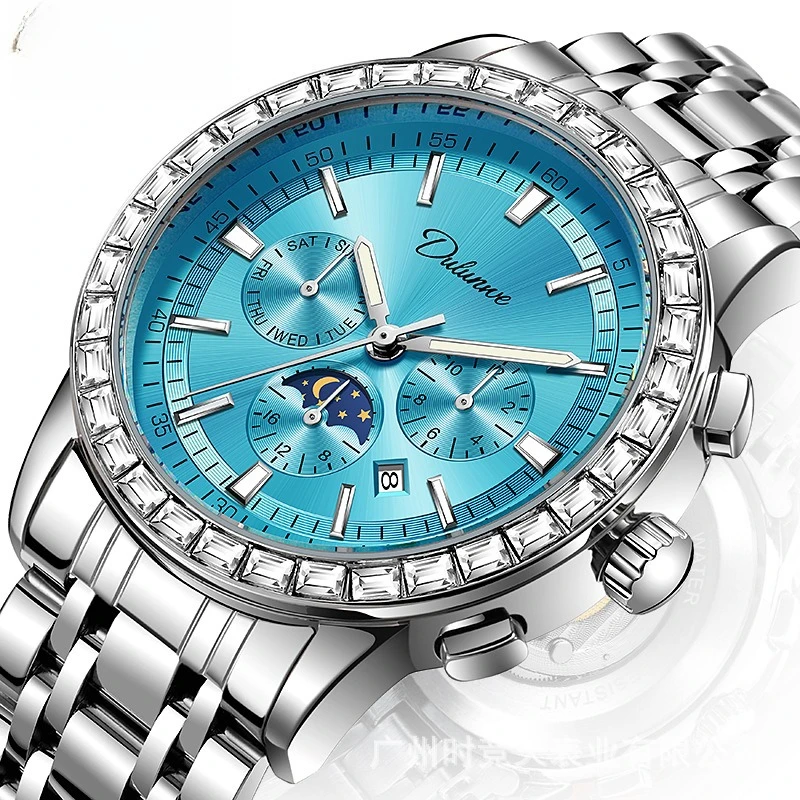 Stainless Steel New Sun-Moon-Star Series Tourbillon Moonphase Skeleton Luminous Waterproof Self-Wind Automatic Watch for Men