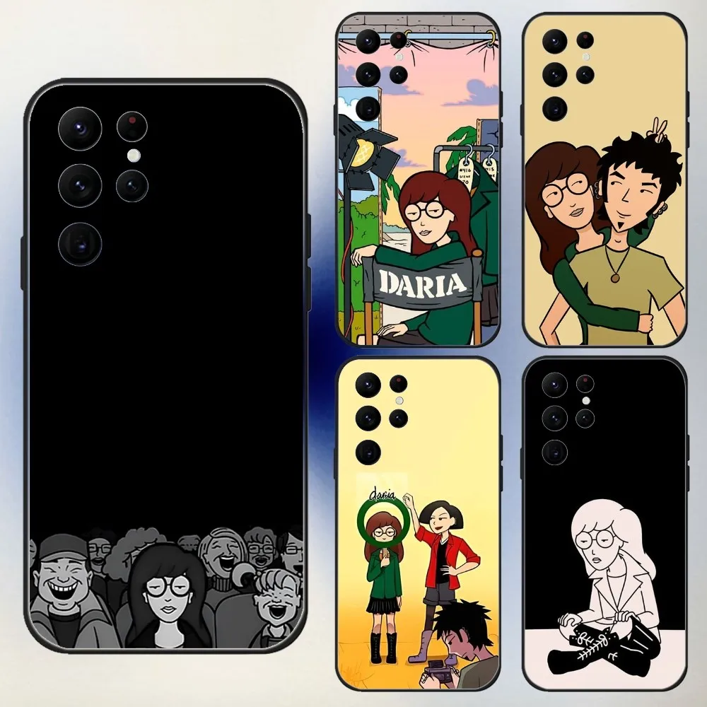 Cartoon D-Daria Phone Case For Samsung S24,23,22,30,21,10,9,Ultra,Plus,Lite,FE,5G Black Soft Case