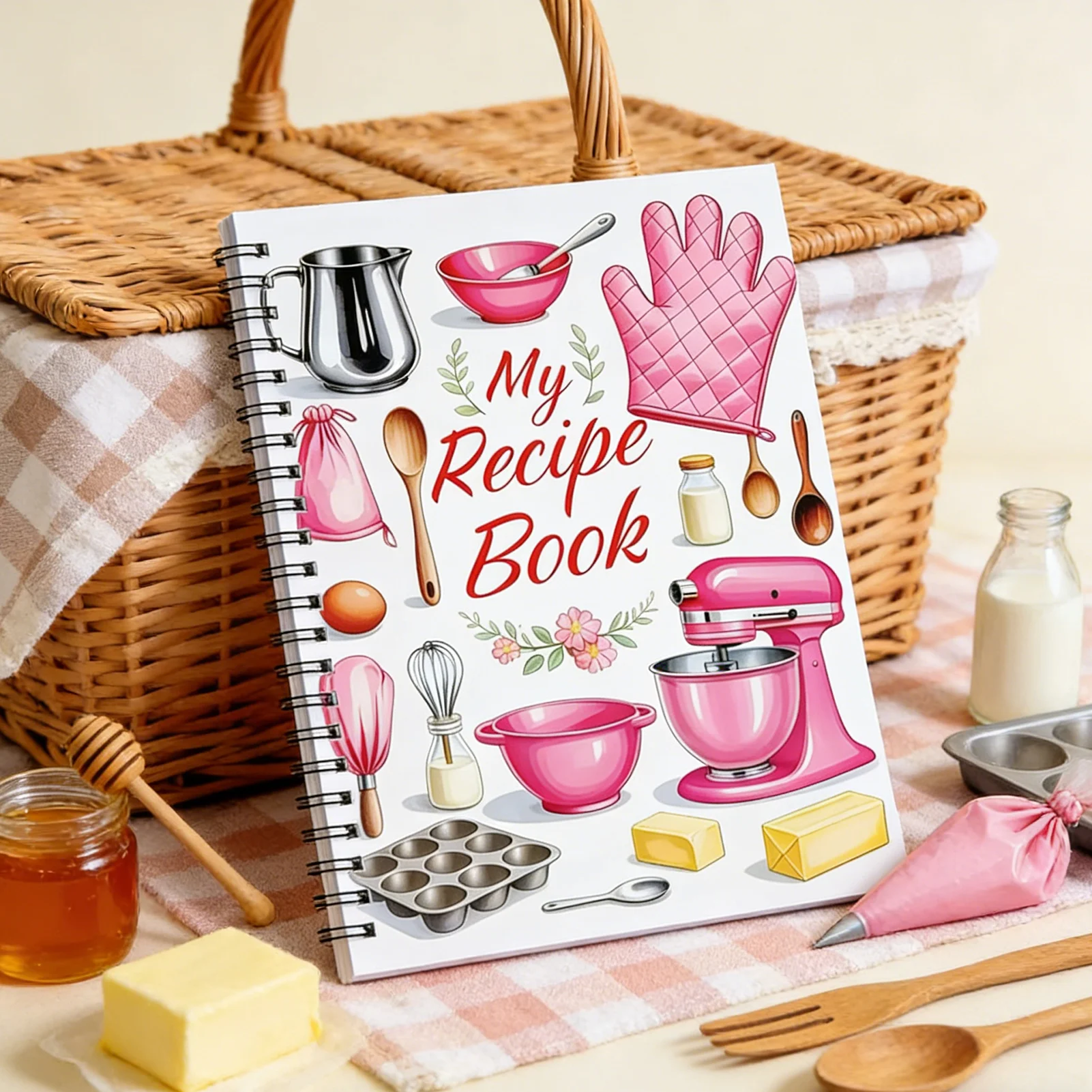 Cartoon Spiral Recipe Notebook Fun Cooking Journal with Durable Binding High Quality Paper for Kitchen Use Gift Idea