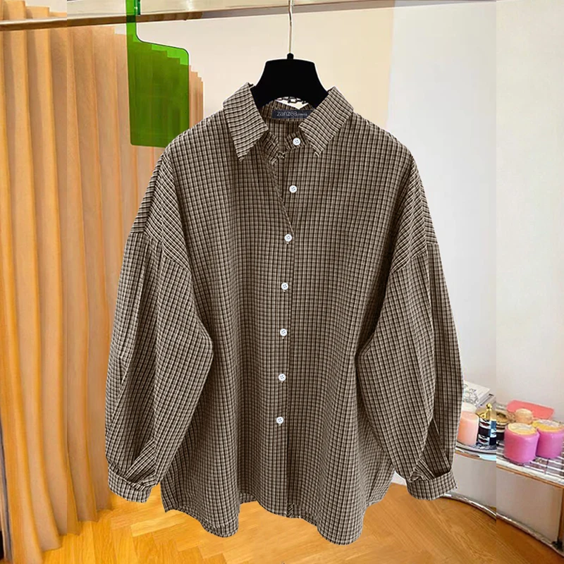 เสื้อเชิ้ตลายสก็อตผู้หญิง ZANZEA รุ่นปี 2025 เสื้อแขนยาวแฟชั่นลำลองทรงหลวมติดกระดุม สไตล์หรูหราสำหรับสุภาพสตรีทำงาน