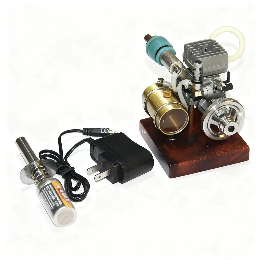 Model silnika ASP12 na metanol, metalowy model silnika z podstawką, rozruch elektryczny, zawiera zasilacz i urządzenie zapłonowe, 2500-12000 obr./min