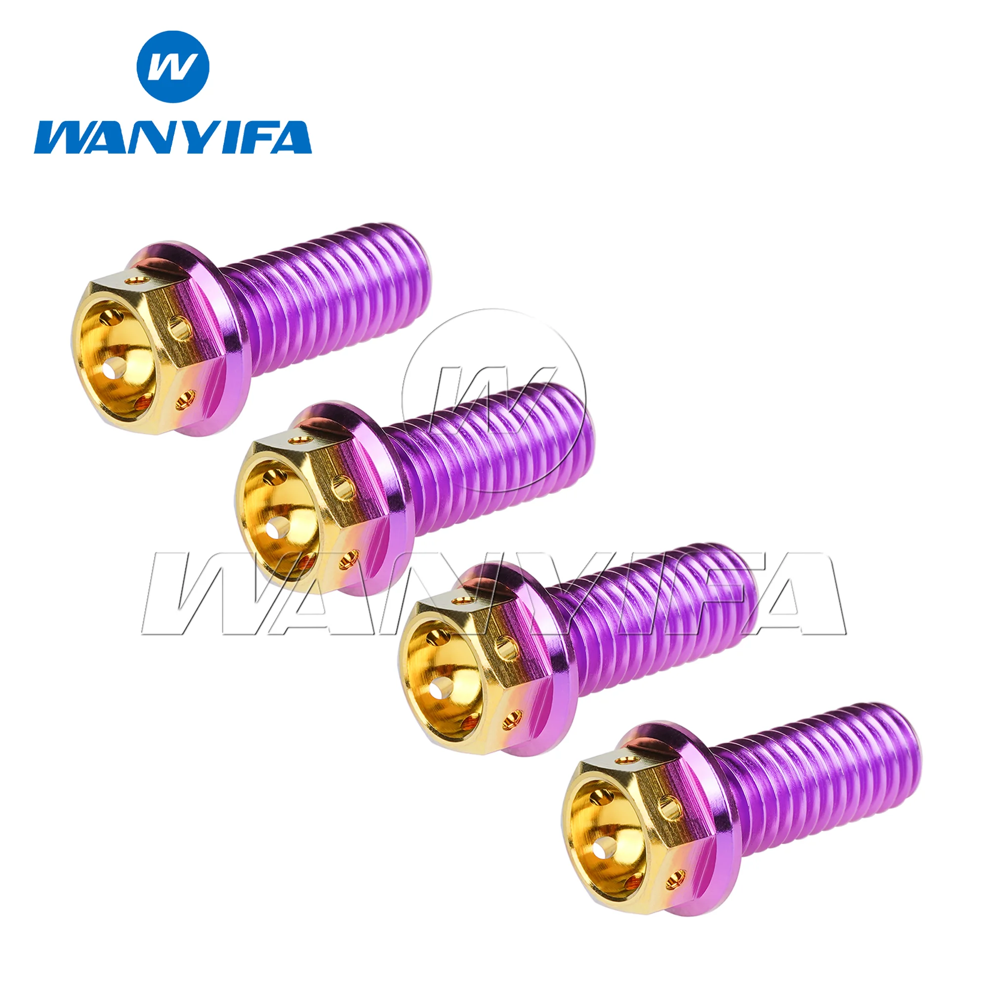 Wanyifa GR5 Titanium Bolts M8 x15——65mm Flange Shaped External Hexagon Screw With Hole Lightweight Fastener for Motorcycle Refit