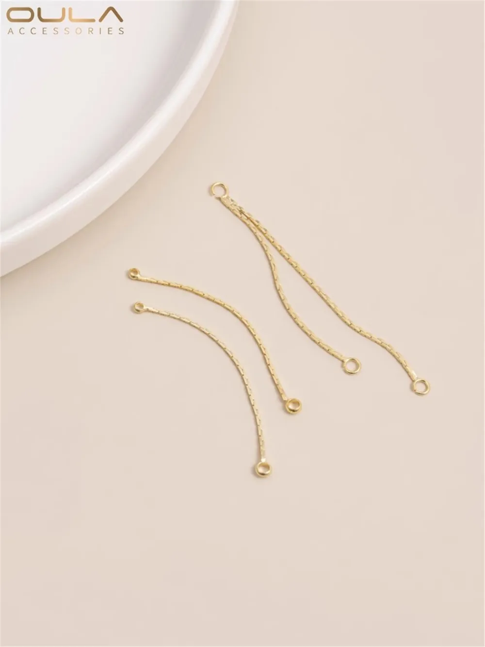 14K Gold Double Loop Earstring Single/Double Strand Earrings Tassel Handmade DIY Jewelry Pendant Hanger Connection Accessories