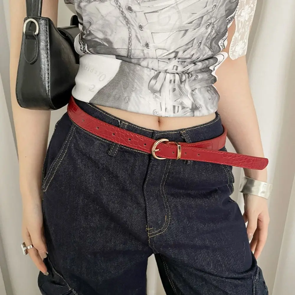 

Ins Style Luxury Y2k Waist Belt PU Leather Casual Women's Belt Red/Black Vintage Jeans Pants Belt Spicy Girls