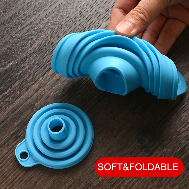 Silicone Funnel Gel Foldable Collapsible Fill Hopper S/L for Kitchen Jar Bottle Feeder Wine Auto Engine Oil Petrol Transfer