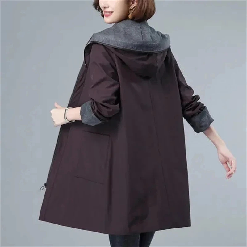 2023 New Spring Women's Jacket Long Sleeve Overcoat Casual Loose Basic Coat Hooded Windbreaker Female Loose Jackets Outerwear